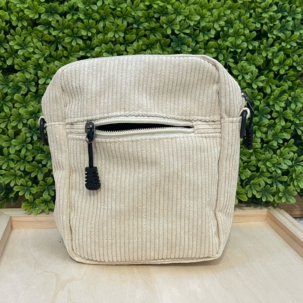 Beige Corduroy Mini Crossbody